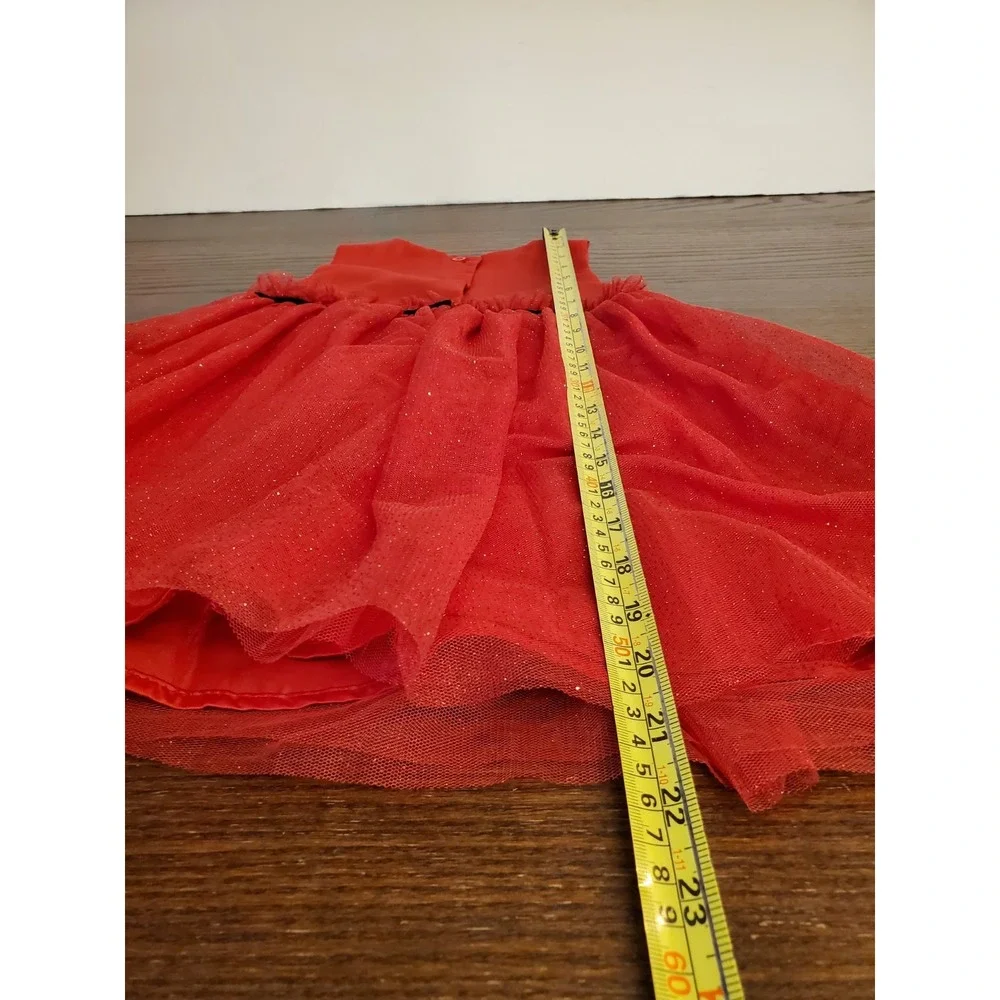 Blueberi Boulevard Girls 4T Red Dress Satin, Sheer & Glittery w/Plaid Pony‎ Tote